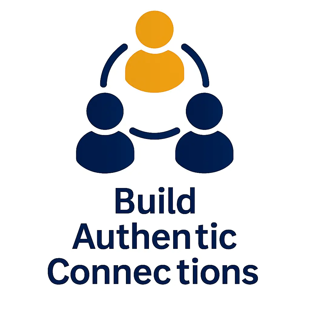 Caption Build Authentic Connections on white background