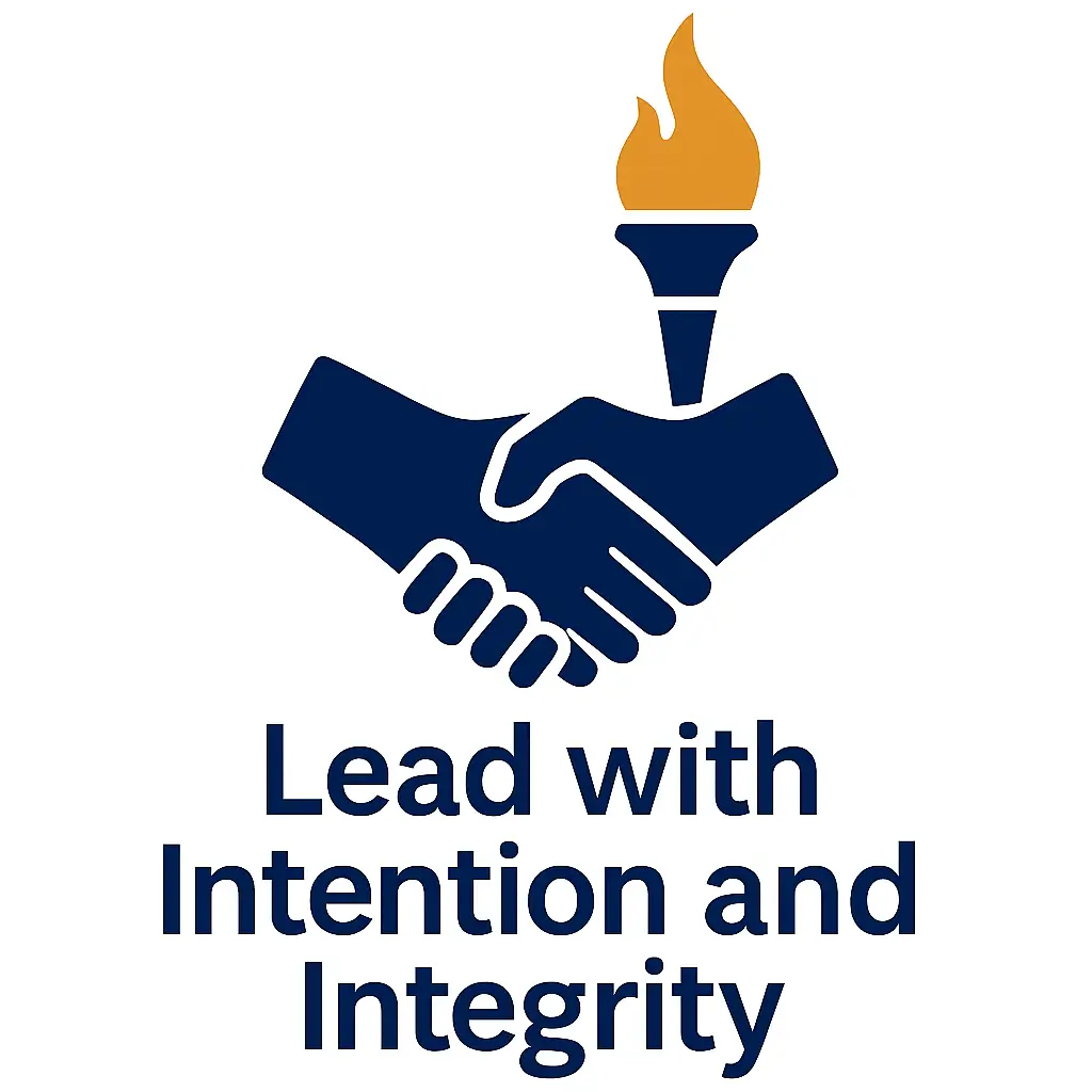 Caption Lead With Intention and Integrity on white background.